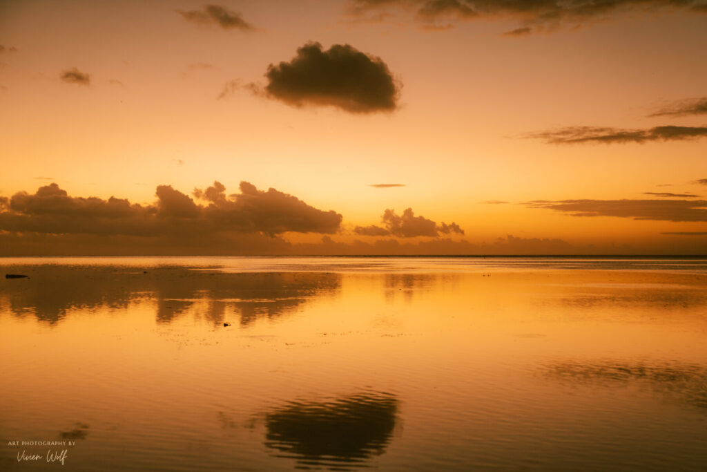 Aufstieg der Menschheit – goldene Weite des Ozeans bei Sonnenuntergang, stille Präsenz und Einklang mit göttlicher Ordnung und Lichtfrequenz